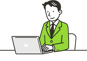 ノートパソコンを操作するスタッフのイラスト
