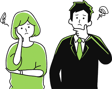 悩む女性と男性のイラスト